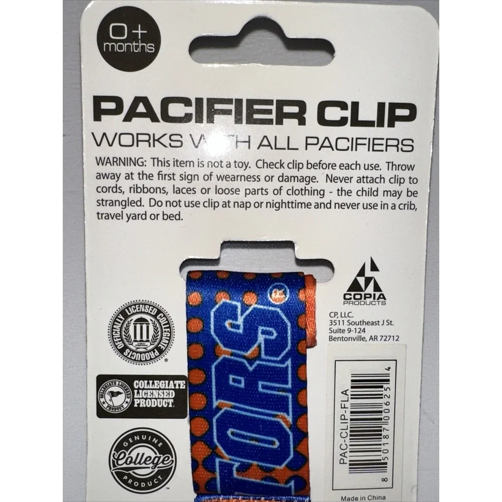 Florida Gators Pacifier Clip NCAA Blue Orange Collegiate Licensed 0+ Months